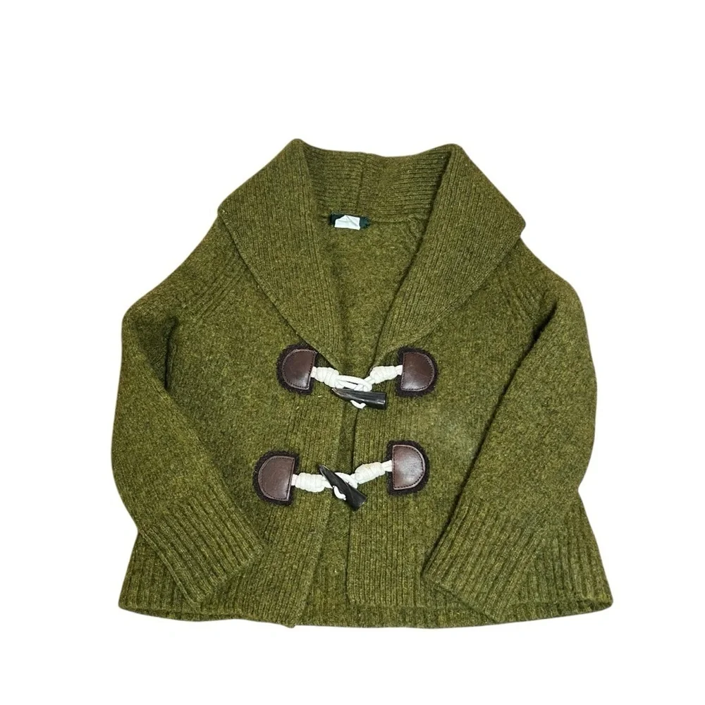 J.Crew Toddler Wool Cashmere Horn Toggle Button Sweater Coat Green Est 4T Preppy